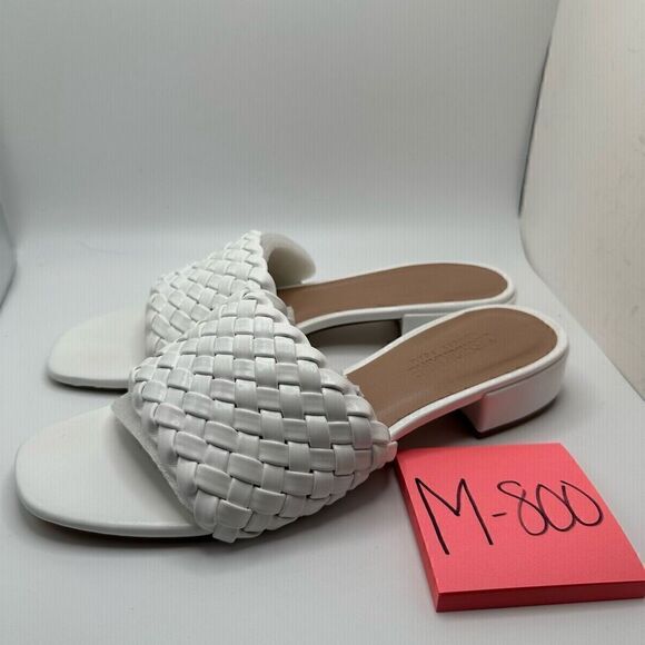 CUSHIONAIRE Women's woven low block heel sandal +Memory Foam 8.5 WHITE - Picture 3 of 7